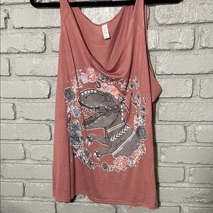 Abella Pink Graphic Sleeveless Tank Top